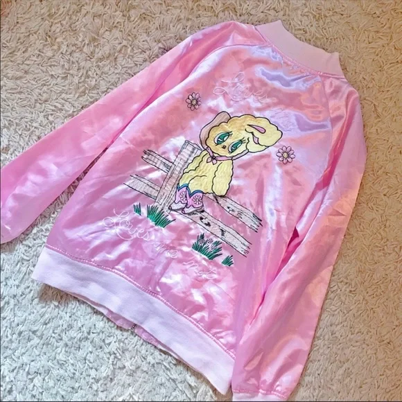 Lazy oaf bunny emb bomber jacket Sz M - Picture 2 of 3